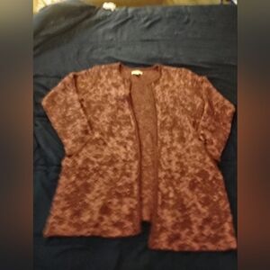 Dana Buchman Open Front Cardigan Sweater Rust/Mauve Size L
